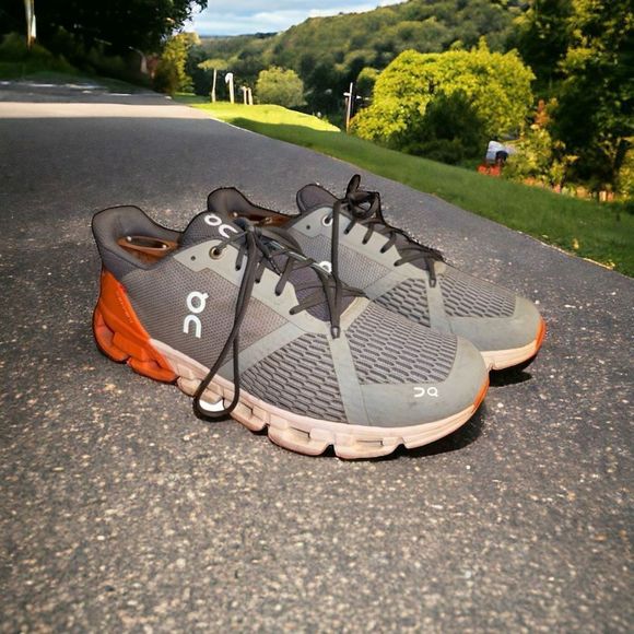 On Running Other - On Cloud Running Gray & Orange Cloud Flyer Running Shoes Size 9.5